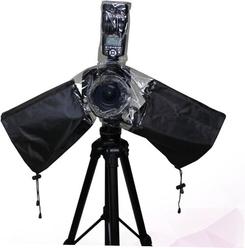 Camera Rain Cover with Drawstring Arm Protector Waterproof Dustproof Camera Protective Cover Black Weatherproof Photography Accessory for Outdoor Shooting in Saudi Arabia
