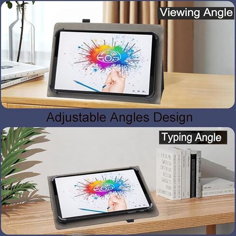 Universal 8 Inch Tablet Case, 9 Inch Android Tablet Case, Bbjjkkz PU Leather Slim Folding Stand Folio Cover with Hand Strap for 8.0-9.0 Inch Tablet, Black in Saudi Arabia