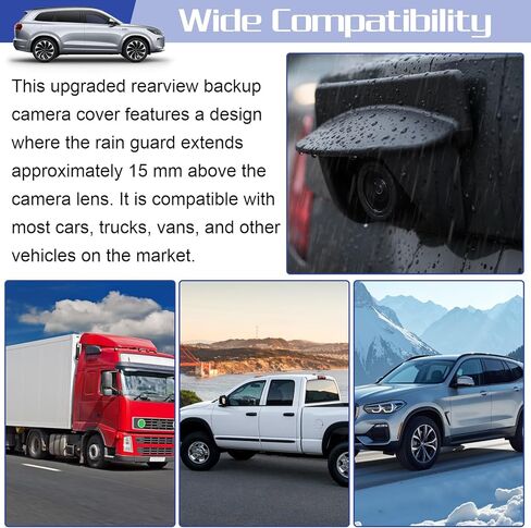 Car Rear View Camera Rain Cover, Backup Camera Rain Shield, Silicone Adhesive Reversing Cameras Protection, Rains Guard for Cars Vehicle Reversing Cams(Black) in Kuwait