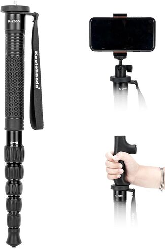 Koolehaoda Camera Monopod, 63" Aluminum Portable Travel Monopod Photography Stick with Phone Stand Walking Stick Handle for Canon, Nikon, Sony, Video Camcorder, DSLR, Easy to Carry in Saudi Arabia