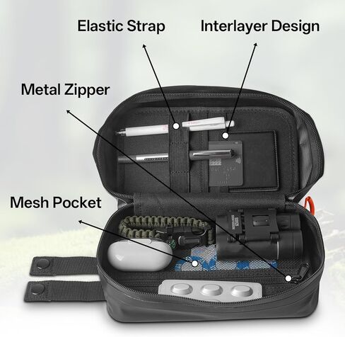 الحقيبة التكتيكية المقاومة للماء - حقيبة MOLLE Pouch Gear مع سحاب متصل بلوحة MOLLE للمشي لمسافات طويلة والسفر والطرق الوعرة in Kuwait