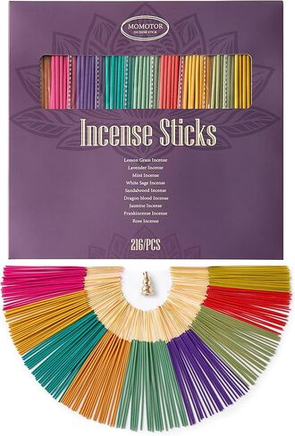 Momotor Hand-Dipped Incense Sticks – 7 Natural Scents, 8" Long, 45-Minute Burn, Handmade Clean-Burning Incense for Relaxation, Meditation & Stress Relief in Kuwait
