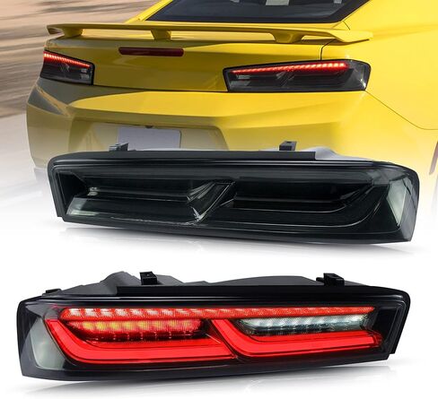مصابيح خلفية LED من VLAND متوافقة مع Chevy Camaro 2016 2017 2018 مع إشارة انعطاف كهرمانية مع تسلسلي (قابس أمريكي)، مجموعة مصابيح خلفية بعدسة دخان مع جوانب الركاب والسائق in Saudi Arabia