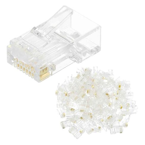 MECCANIXITY 100pcs Cat6 RJ45 Pass Through Connectors, RJ45 Crimp Connector 8P8C Gold Plated Modular Plugs for Solid or Stranded UTP Ethernet Cable in Saudi Arabia