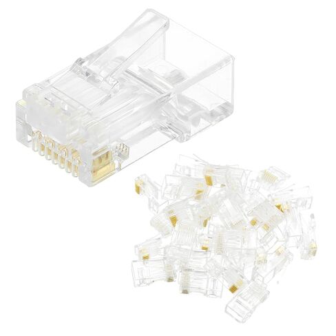 MECCANIXITY 100 قطعة Cat6 RJ45 تمر عبر الموصلات، موصل تجعيد RJ45 8P8C مقابس وحدات مطلية بالذهب لكابل إيثرنت UTP الصلب أو المجدول in Kuwait