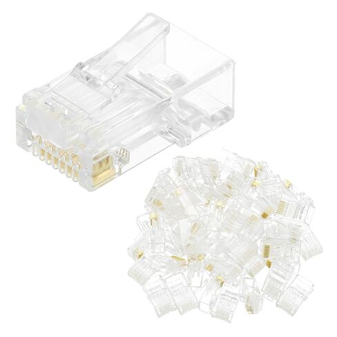 MECCANIXITY 100pcs Cat6 RJ45 Pass Through Connectors, RJ45 Crimp Connector 8P8C Gold Plated Modular Plugs for Solid or Stranded UTP Ethernet Cable in Saudi Arabia