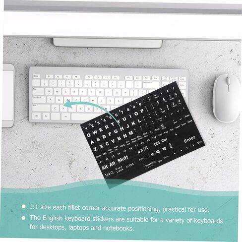 ملصقات لوحة المفاتيح الإنجليزية من SUPVOX مكونة من ورقة واحدة تتوهج في لوحة المفاتيح وحروف المفاتيح وملصقات الحروف الإنجليزية PVC اللامعة الروسية in Kuwait