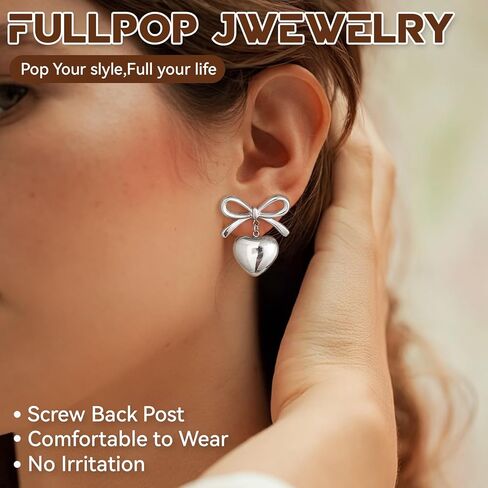 أقراط متدلية من فولبوب مضادة للحساسية للنساء، أقراط مطلية بالذهب عيار 18 قيراط أقراط على شكل قلب وأقراط ذهبية متدلية أقراط مسمارية خلفية للنساء هدايا مجوهرات غير مشوهة لها in Kuwait