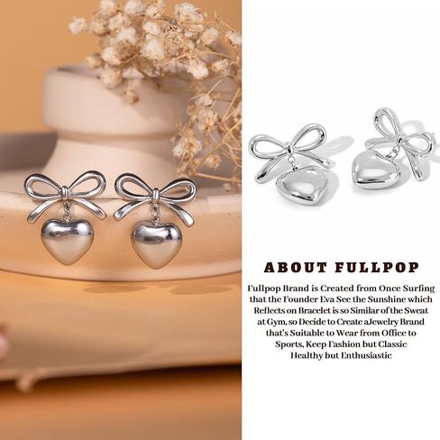 أقراط متدلية من فولبوب مضادة للحساسية للنساء، أقراط مطلية بالذهب عيار 18 قيراط أقراط على شكل قلب وأقراط ذهبية متدلية أقراط مسمارية خلفية للنساء هدايا مجوهرات غير مشوهة لها in Kuwait