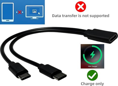 2Pack USB C Splitter 1 in 2 Out USBC Power Charging Y Cable 7.9 Inch (Charge Only/No Data) in Saudi Arabia