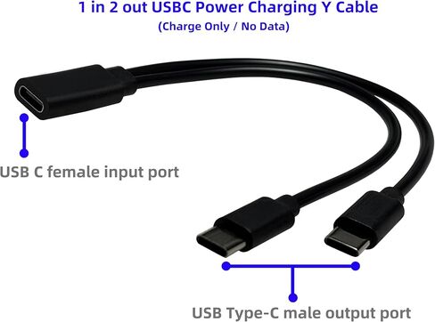 2Pack USB C Splitter 1 in 2 Out USBC Power Charging Y Cable 7.9 Inch (Charge Only/No Data) in Saudi Arabia