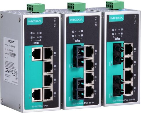 MOXA EDS-P206A-4POE محول إيثرنت غير مُدار مع 2 منافذ 10/100BaseT(X)، 4 منافذ PoE، -10 إلى 60 درجة مئوية درجة حرارة التشغيل | سلسلة EDS-P206A in Saudi Arabia