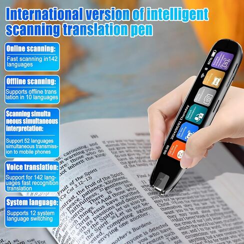 قلم مترجم المسح الضوئي، قلم قارئ المسح الرقمي الذكي لعسر القراءة، قلم ترجمة الصور متعدد الوظائف مع شاشة لمس 3.71 بوصة، RT غير متصل 10 لغات المسح الضوئي in Saudi Arabia