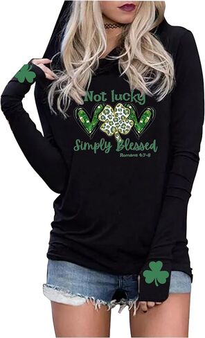 CHUNTIANRAN Long Sleeve Hoodie T Shirts for Women Casual Loose-Fit Hoodie Shirt Gothic Novelty Graphic Pullover Tee Tops in Kuwait