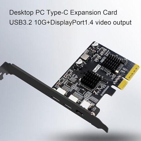 بطاقة توسيع من النوع C، بطاقة PCIe USB 3.0 10G مع DisplayPort Video 4K 60 هرتز، تدعم محطة إرساء Type C إلى USB VGA Ethernet لأجهزة الكمبيوتر المكتبية in Kuwait