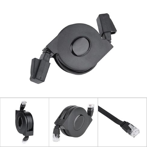 كابل إيثرنت CAT6 قابل للسحب من HANYAUKU، كابل توصيل الإنترنت RJ45 LAN عالي السرعة، سلك كابل شبكة قابل للتعديل لجهاز التوجيه المودم، الكمبيوتر الشخصي، Mac، الكمبيوتر المحمول (2 متر/6.6 قدم) in Kuwait