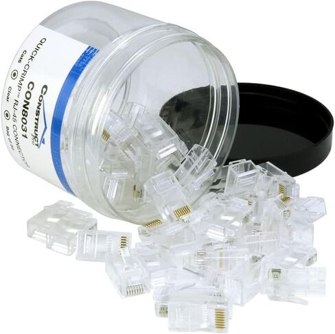 Quick Crimp RJ-45 Cat6 Connectors (Jar of 50 | Clear) in Saudi Arabia