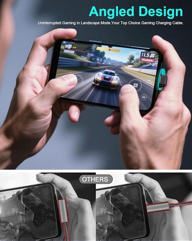 كابل USB C إلى USB C بطول 6.6 أقدام، 60 وات بزاوية قائمة 90 درجة شحن سريع USB C، نقل بيانات عالي السرعة متوافق مع iPhone 17/16/15 Pro Max وMacBook وSamsung وSteam Deck وCarplay وTesla Model Y in Kuwait