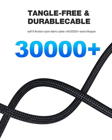 كابل USB C إلى USB C بطول 6.6 أقدام، 60 وات بزاوية قائمة 90 درجة شحن سريع USB C، نقل بيانات عالي السرعة متوافق مع iPhone 17/16/15 Pro Max وMacBook وSamsung وSteam Deck وCarplay وTesla Model Y in Kuwait