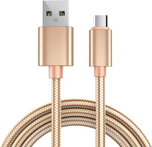 6FT USB Cable, High Speed Android Charging Cable, Long Nylon Braided Sync and Fast Charging Cord for Samsung Galaxy S7 Edge/S6/Tablet, Kindle Fire, MP3, PS4, Gold in Saudi Arabia