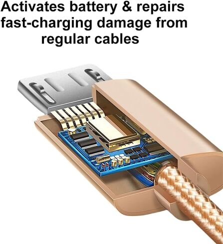 6FT USB Cable, High Speed Android Charging Cable, Long Nylon Braided Sync and Fast Charging Cord for Samsung Galaxy S7 Edge/S6/Tablet, Kindle Fire, MP3, PS4, Gold in Saudi Arabia