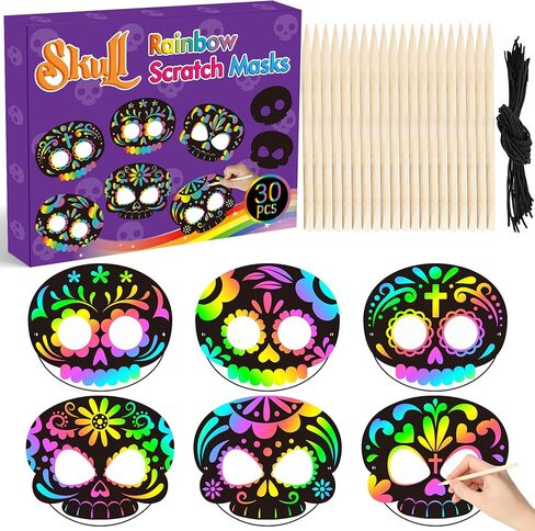 Watinc 30pcs Dinosaur Scratch Mask Gift مجموعة للأطفال ، وبطاقات Diy Dino Magic Scratch ، وصنع مجموعة Craft الخاصة بك لفضلات حفلات عيد الميلاد ، ومشروع فن النشاط المدرسي في الفصل الدراسي. in Saudi Arabia