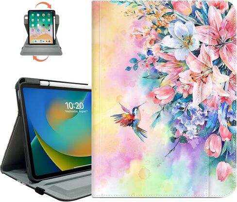 حافظة Vimorco الدوارة لجهاز iPad A16 الجيل الحادي عشر/العاشر 2025/2022، حافظة iPad A16 الجيل الحادي عشر/العاشر تدور 360 درجة، 4 زوايا رؤية، حامل قلم رصاص/حزام يد/جيب، فراشة زهرة سوداء in Kuwait