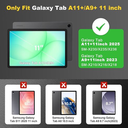 for Samsung Galaxy Tab A11 Plus/A9 Plus case with Screen Protector/ 360° Rotating Stand/Shoulder Strap Full Body Rugged Cover for Galaxy Tab A11+ Plus/A9+ Plus 11 inch 2025/2023 Released in Saudi Arabia