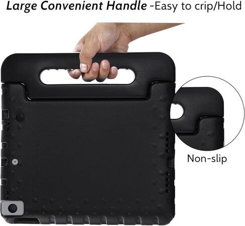 Dteck Kids Case for iPad 10.2 - Shockproof Rugged EVA Handle Stand Child Proof Case for iPad 9/8/7 Generation, Black in Kuwait