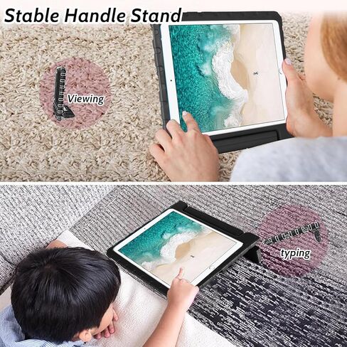 Dteck Kids Case for iPad 10.2 - Shockproof Rugged EVA Handle Stand Child Proof Case for iPad 9/8/7 Generation, Black in Kuwait