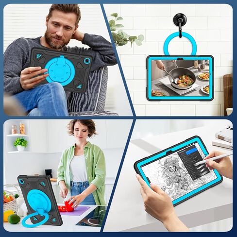 حافظة لجهاز Samsung Galaxy Tab A11+ Plus/ A9+ 11 بوصة 2025/2023 مع واقي شاشة 360 درجة وحامل قلم رصاص بحزام كتف، لجهاز Tab A11 Plus / A9 Plus حافظة تابلت للأطفال (أسود + أزرق) in Kuwait