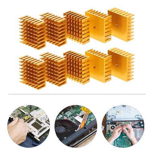 Vaguelly 10 قطعة الألومنيوم بالوعة الحرارة كتلة التبريد 28x28x11 مللي متر الذهب الحراري موصل زعنفة ل Ic Gpu إلكترونيات التبريد المبرد وحدة in Kuwait
