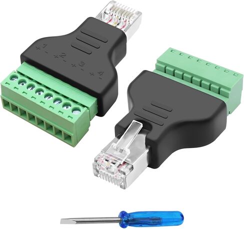 MEIRIYFA RJ45 برغي محطة كتلة محول RJ45 8P8C لوحة الاختراق ذكر إلى 8 دبوس موصل إيثرنت شبكة طرفية بدون لحام لـ AV، CCTV، Cat5، Cat6، Cat7-2PCS in Kuwait
