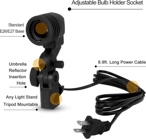 EMART Light Bulb Stand, E26 / E27 AC Socket, 105W Full Spectrum Light BulbSpiral CFL 5500k Daylight with Umbrella Lamp Holder in Saudi Arabia