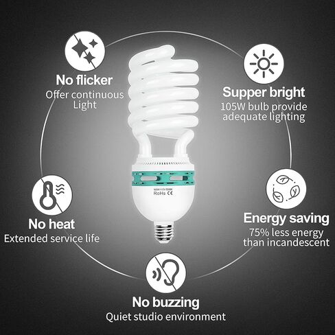 EMART Light Bulb Stand, E26 / E27 AC Socket, 105W Full Spectrum Light BulbSpiral CFL 5500k Daylight with Umbrella Lamp Holder in Saudi Arabia