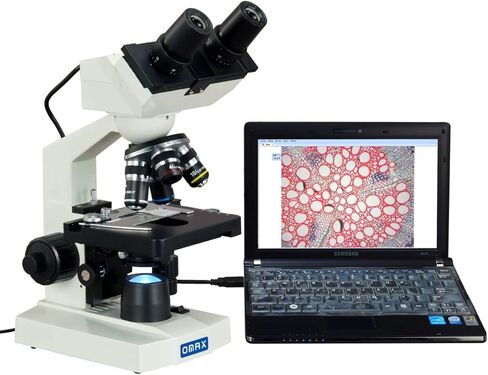 OMAX 40X-2000X Built-in 1.3MP Digital Camera Binocular Compound LED Microscope with Book in Saudi Arabia