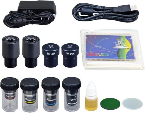 OMAX 40X-2000X Built-in 1.3MP Digital Camera Binocular Compound LED Microscope with Book in Saudi Arabia