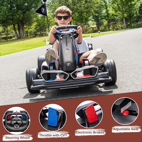 36V Electric Go Kart for Kids ، Drift Racing Go Kart ، BMW المرخصة 7.5 ميل في الساعة الكهربائية Go Kart مع دواسة سباق الانجراف ، ومقعد قابل للتعديل ، وأضواء LED ، و 600 واط محرك قوي للأطفال الذين تتراوح أعمارهم بين 6 سنوات ، والأزرق ، in Saudi Arabia