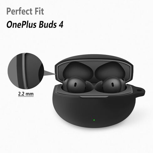 حافظة سيليكون Geiomoo لسماعات OnePlus Buds 4، غطاء حماية ناعم ومرن مقاوم للخدش مع حلقة تسلق (أسود) in Kuwait
