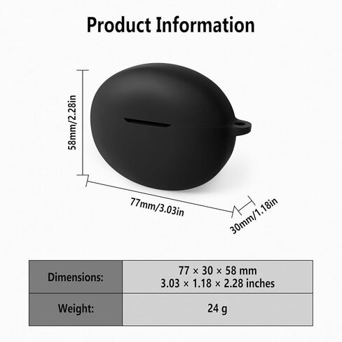 حافظة سيليكون Geiomoo لسماعات OnePlus Buds 4، غطاء حماية ناعم ومرن مقاوم للخدش مع حلقة تسلق (أسود) in Kuwait