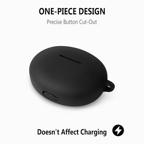حافظة سيليكون Geiomoo لسماعات OnePlus Buds 4، غطاء حماية ناعم ومرن مقاوم للخدش مع حلقة تسلق (أسود) in Kuwait