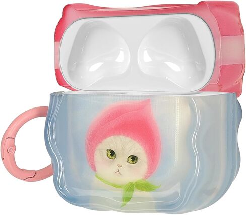 حافظة سماعات أذن kwmobile لأجهزة Apple Airpods 4 - حافظة واقية مقاومة للصدمات لسماعات الأذن مع سلسلة مفاتيح - ناعمة ومتينة للقطط والخوخ in Kuwait