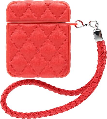 MC Fashion for AirPods 4 Case, Quilted PU Leather Protective Cover with Braided Lanyard Slim Diamond Pattern Compatible with AirPods 4th Gen (2024) (Black) in Saudi Arabia
