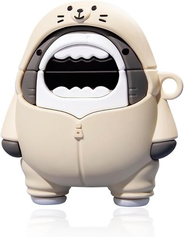 for AirPods Pro Cover,Cute 3D Cartoon Luxury Trendy Cute Fancy Funny Aesthetic for Girls Boys Men Teen Kids, Soft Silicone Fashion Character Skin Shark Cases (Hoodie Shark, Airpods Pro) in Saudi Arabia