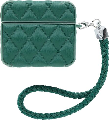 MC Fashion for AirPods 4 Case, Quilted PU Leather Protective Cover with Braided Lanyard Slim Diamond Pattern Compatible with AirPods 4th Gen (2024) (Black) in Saudi Arabia