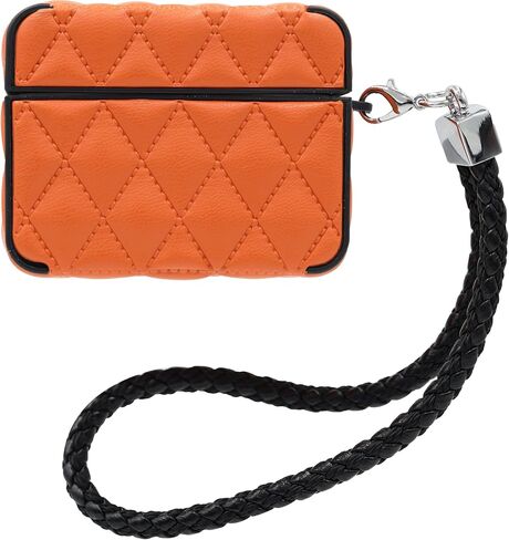MC Fashion for AirPods 4 Case, Quilted PU Leather Protective Cover with Braided Lanyard Slim Diamond Pattern Compatible with AirPods 4th Gen (2024) (Black) in Saudi Arabia