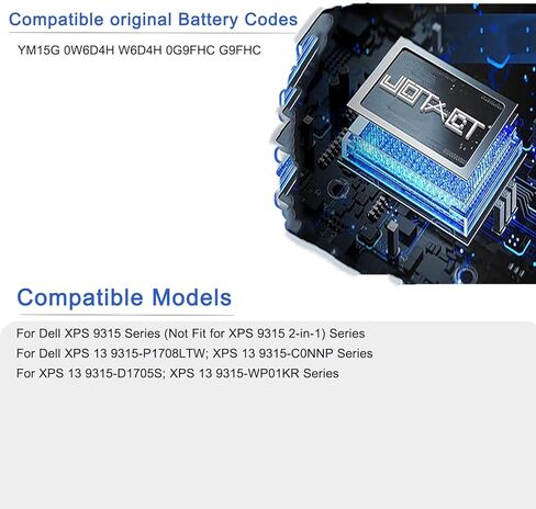 JOTACT YM15G 51Wh Laptop Battery Compatible with Dell XPS 13 9315 9315-C0NNP Series Notebook (Not for 9315 2-in-1) 0W6D4H W6D4H G9FHC 0G9FHC 11.55V 4191mAh in Kuwait