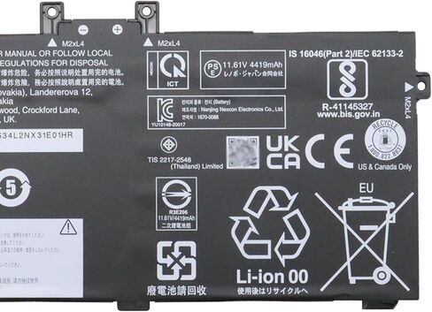 بطارية الكمبيوتر المحمول L20L3P71 52.8Wh 4548mAh 11.61V متوافقة مع Lenovo ThinkPad X13 Yoga Gen 2/3 / ThinkPad P16 Gen 1 Series SB11A14634 5B11A14635 L20C3P71 L20M3P71 in Kuwait