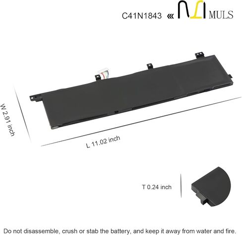 MULS 42Wh C31N1843 Laptop Battery Replacement for ASUS VivoBook S14 S432FA S432FL Vivobook S15 S532FA S532FL X432FA X432FL X432FLC X532FL X532FLC X532FA S432FA-EB008T S532FA-DH55 S532FL-PB77 3640mAh in Saudi Arabia