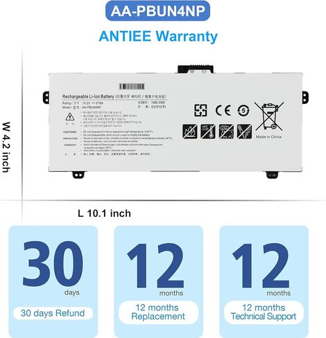 ANTIEE AA-PBUN4NP Laptop Battery for Samsung ATIV Book 9 Pro NP940Z5J NP940Z5L NP940Z5L-X01US NP940Z5L-X03US NP940Z5L-S03US Series NP9300AA AAPBUN4NP BA43-00374A 4ICP6/60/80 57Wh 15.2V in Saudi Arabia
